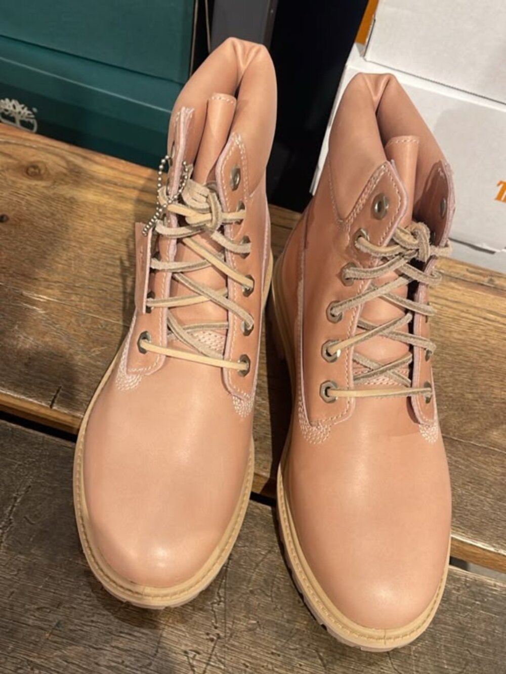 TIMBERLAND WOMEN'S PREMIUM 6 IN LACE WATERPROOF BOOT LIGHT PINK FULL GRAIN A5M5N